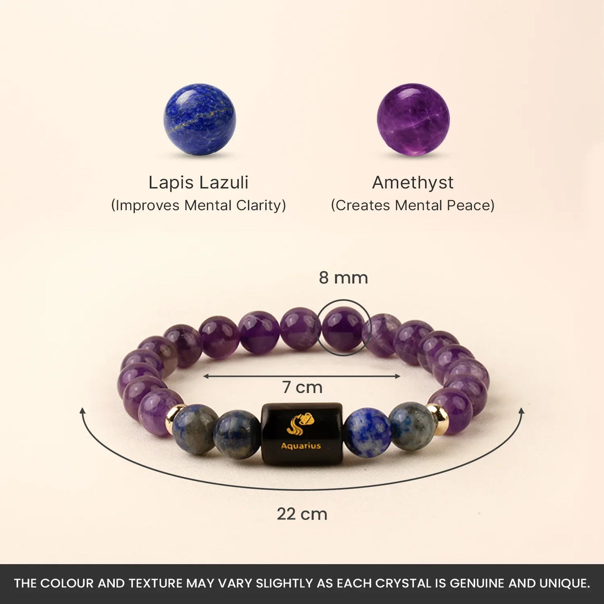 Aquarius (कुंभ राशि) Zodiac Amethyst & Lapis Lazuli Bracelet
|| 20 Jan – 18 Feb ||