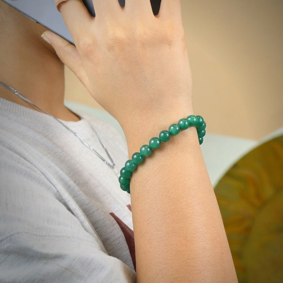 💚✨Natural Green Jade Beaded Bracelet | Stone of Prosperity + Luck ✨💚