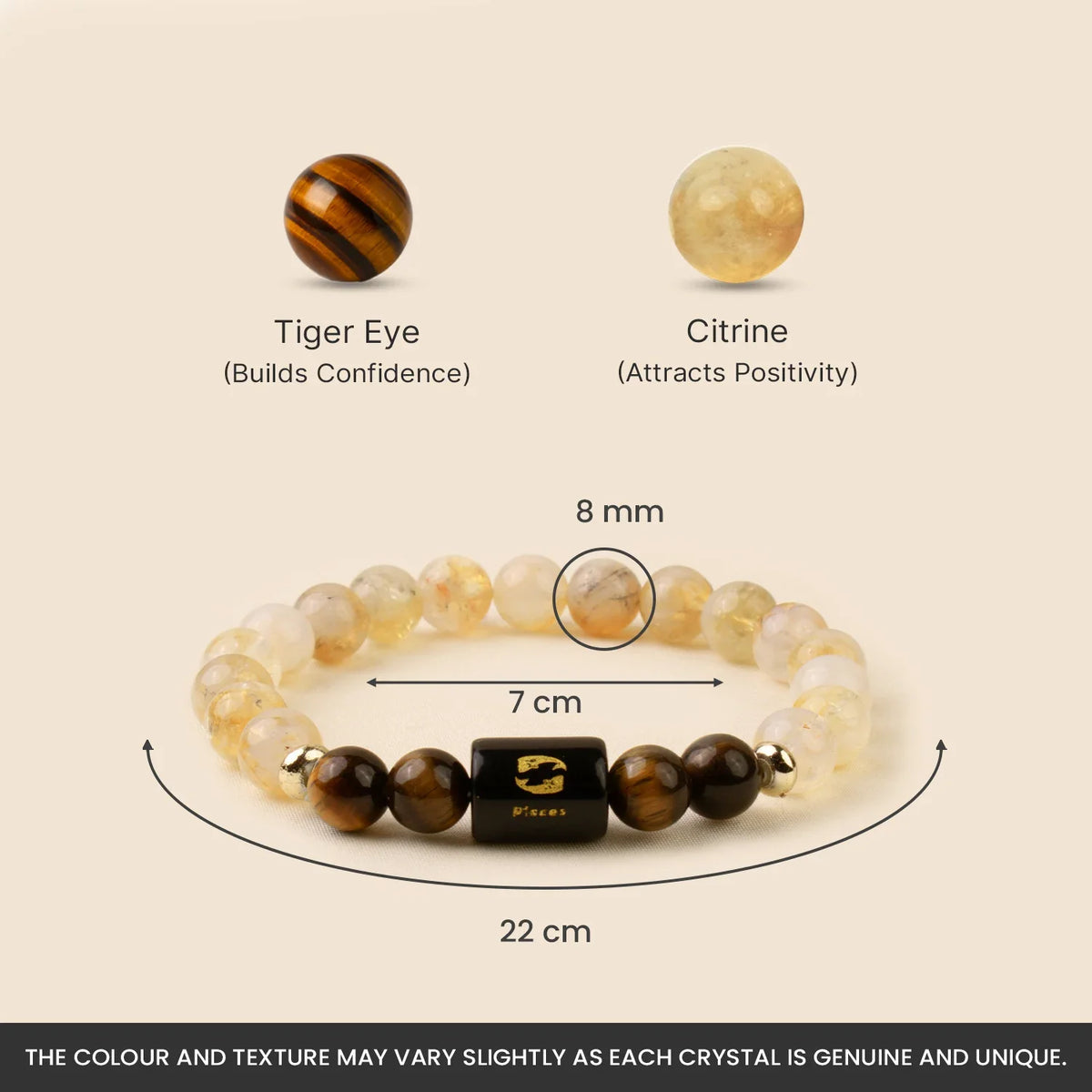 Pisces (मीन राशि) Zodiac Citrine & Tiger Eye Bracelet
|| 19 Feb – 20 Mar ||