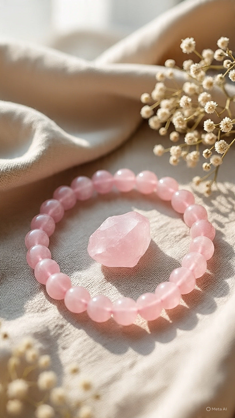 Rose Quartz Love Bracelet - 8mm Natural Healing Crystal Beads