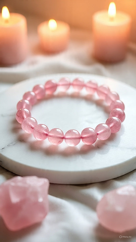 Rose Quartz Love Bracelet - 8mm Natural Healing Crystal Beads