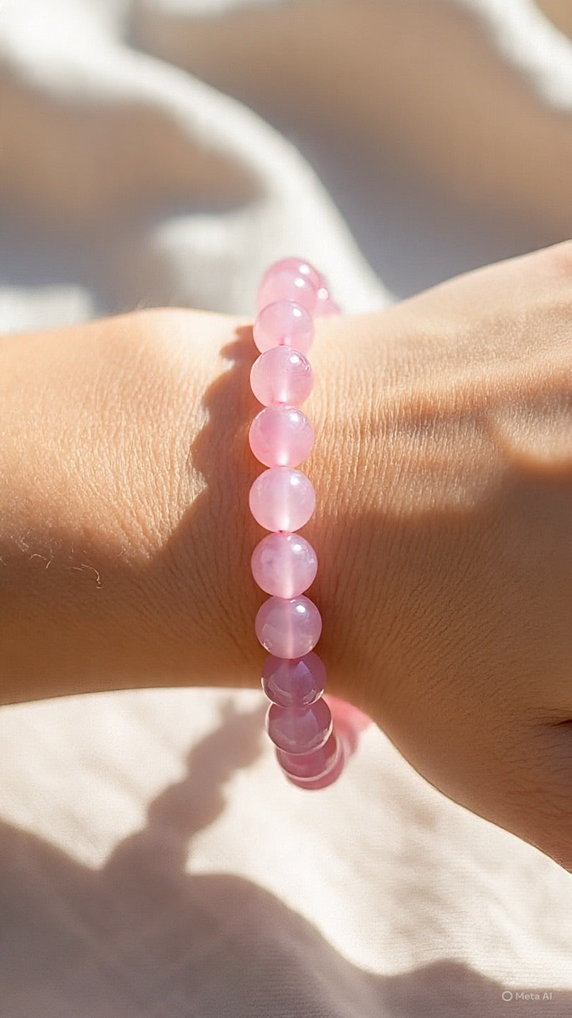 Rose Quartz Love Bracelet - 8mm Natural Healing Crystal Beads