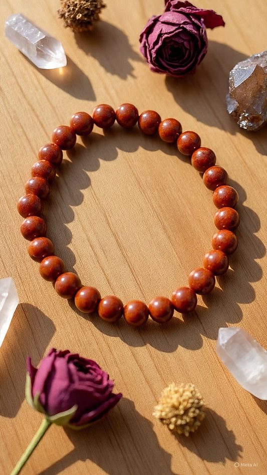 Red Jasper Bracelet - 8mm Natural Crystal Beads | Root Chakra Grounding Stone for Strength & Courage
