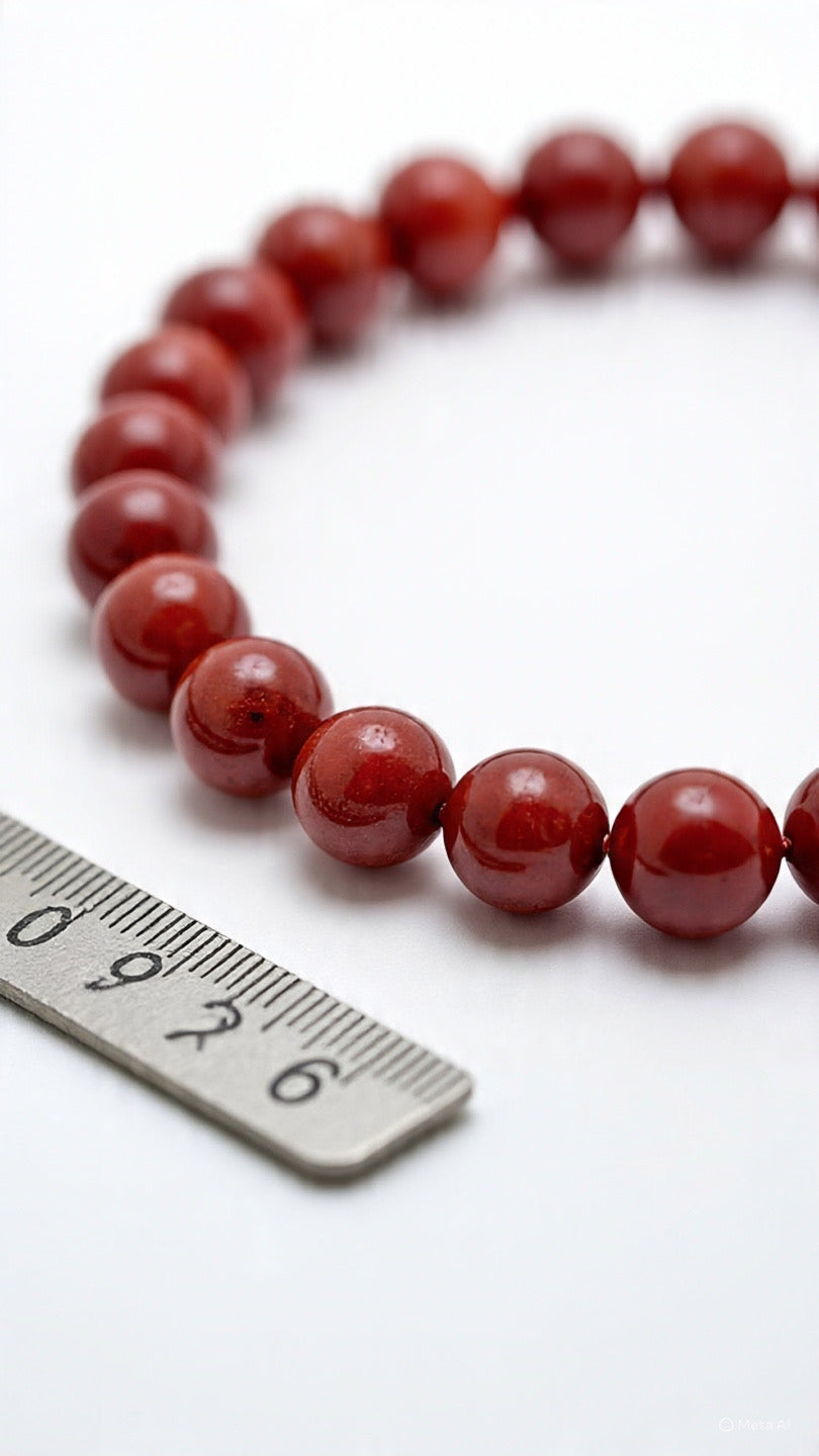 Red Jasper Bracelet - 8mm Natural Crystal Beads | Root Chakra Grounding Stone for Strength & Courage