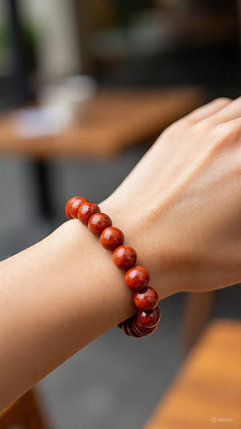 Red Jasper Bracelet - 8mm Natural Crystal Beads | Root Chakra Grounding Stone for Strength & Courage
