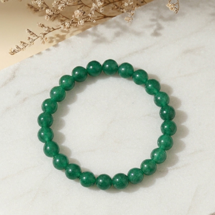 💚✨Natural Green Jade Beaded Bracelet | Stone of Prosperity + Luck ✨💚