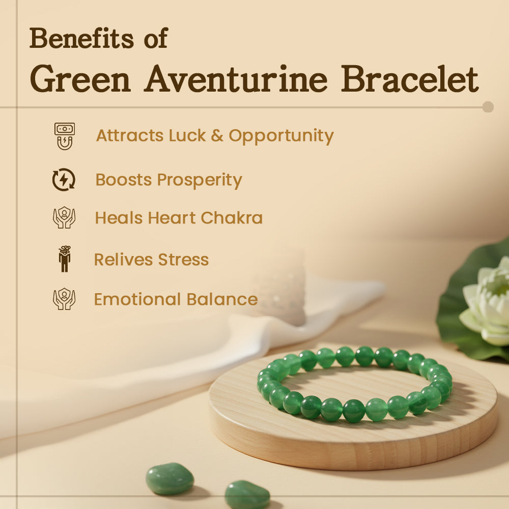 💚 Green Aventurine Crystal Bracelet 🍀 - Money & Luck Stone