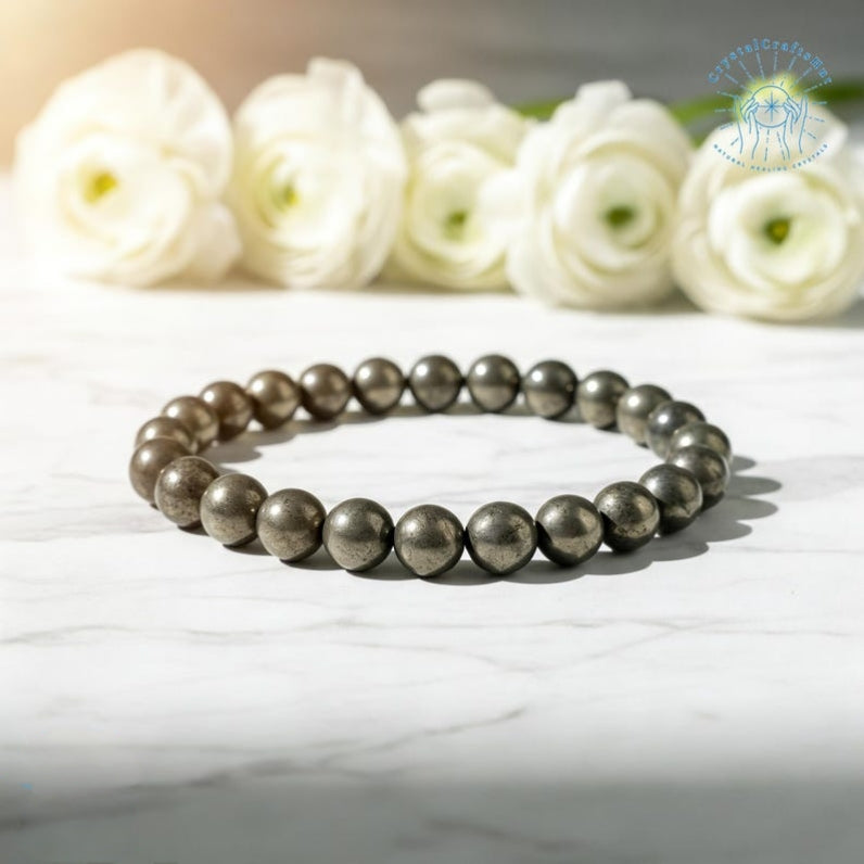 Original Pyrite Money Magnet Bracelet | Natural Crystal Stone Bracelet for Prosperity & Success | 8mm