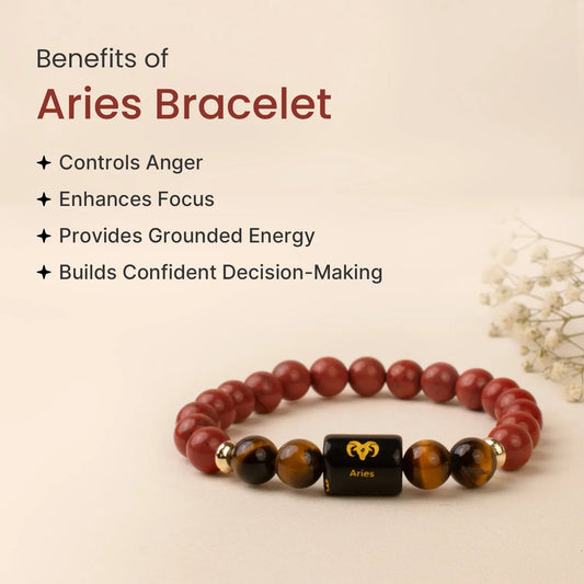 Aries (मेष राशि) Zodiac Red Jasper & Tiger Eye Bracelet
|| 21 March – 19 April ||