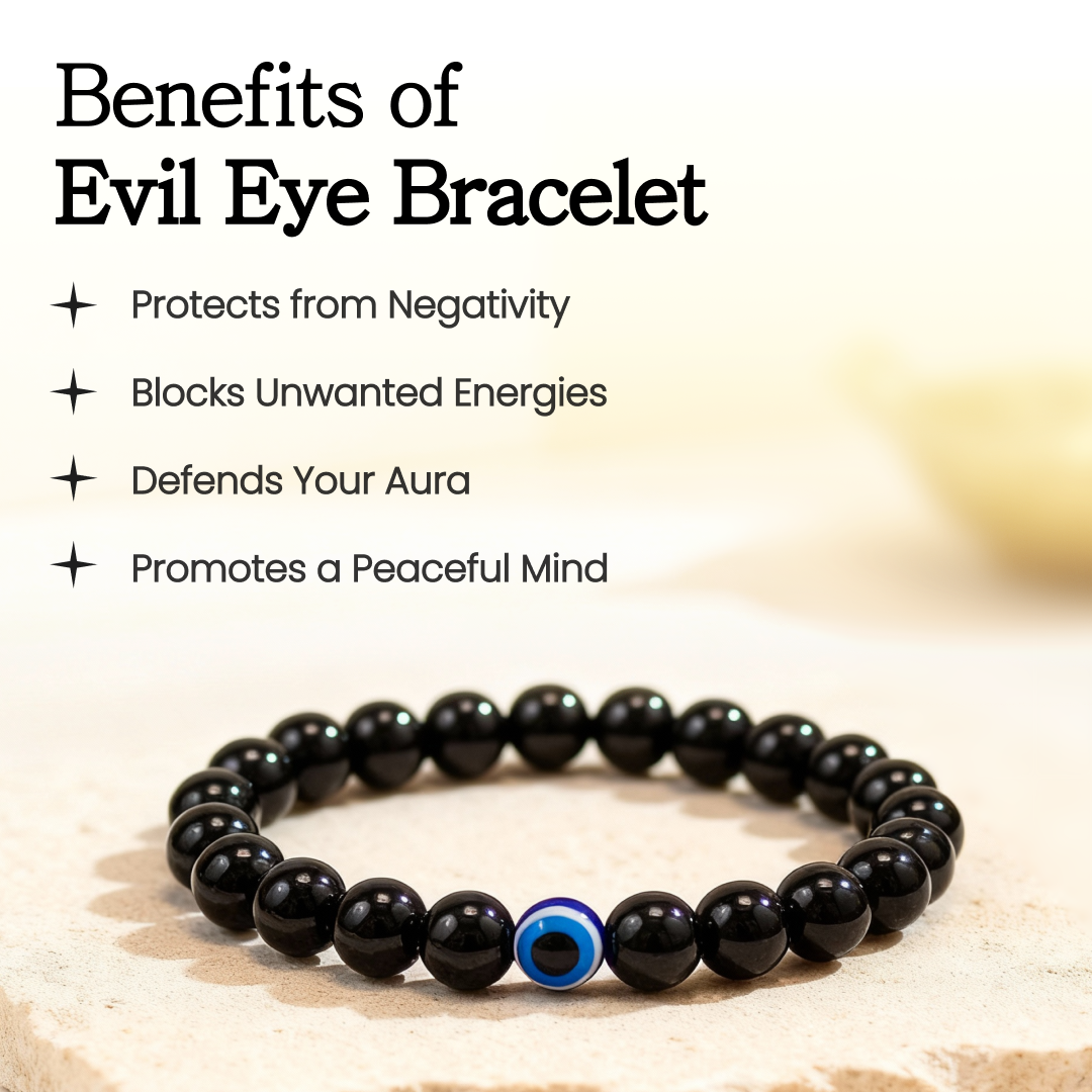 🧿 Black Obsidian Evil Eye Bracelet 🖤 - Protection + Grounding