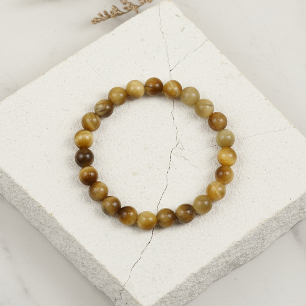 👁️✨ Cat's Eye Stone Beaded Bracelet | Natural Gemstone Protection + Prosperity 🐈👁️