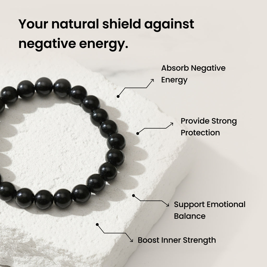 Black Obsidian Bead Bracelet | Natural Protection Stone | Grounding + Shield