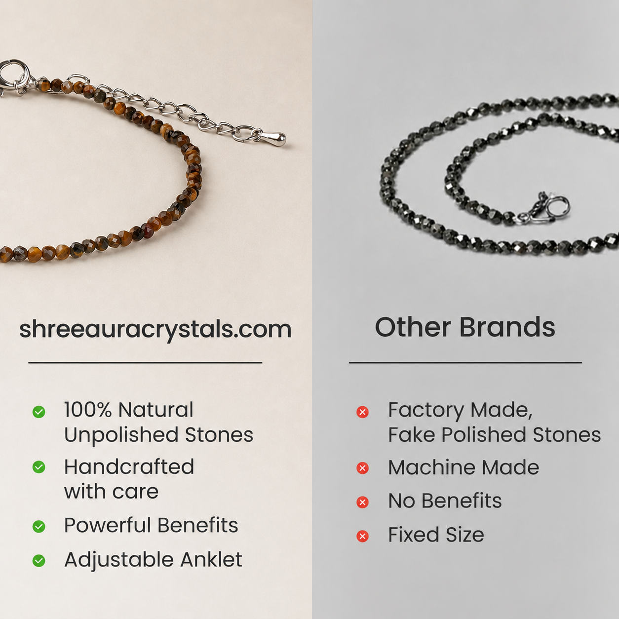 Natural Tiger Eye Anklet | Protection, Confidence & Good Luck

Anklet for Women