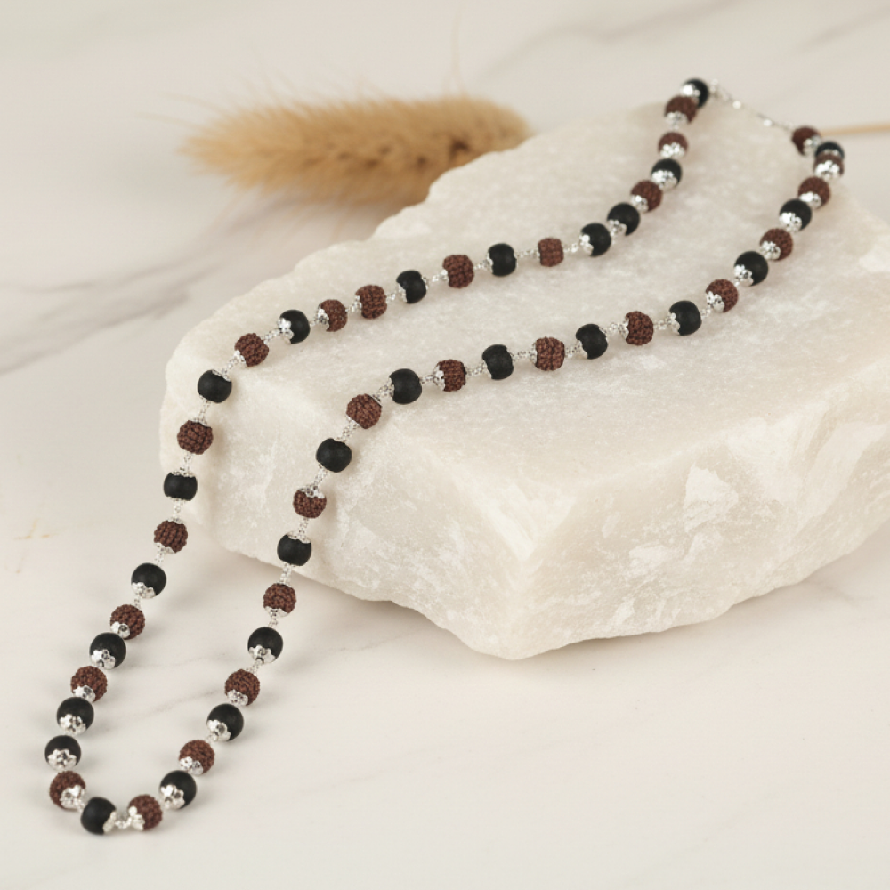 📿 Siddh Rudraksha & Karungali Mala 54 Beads 6mm ✨