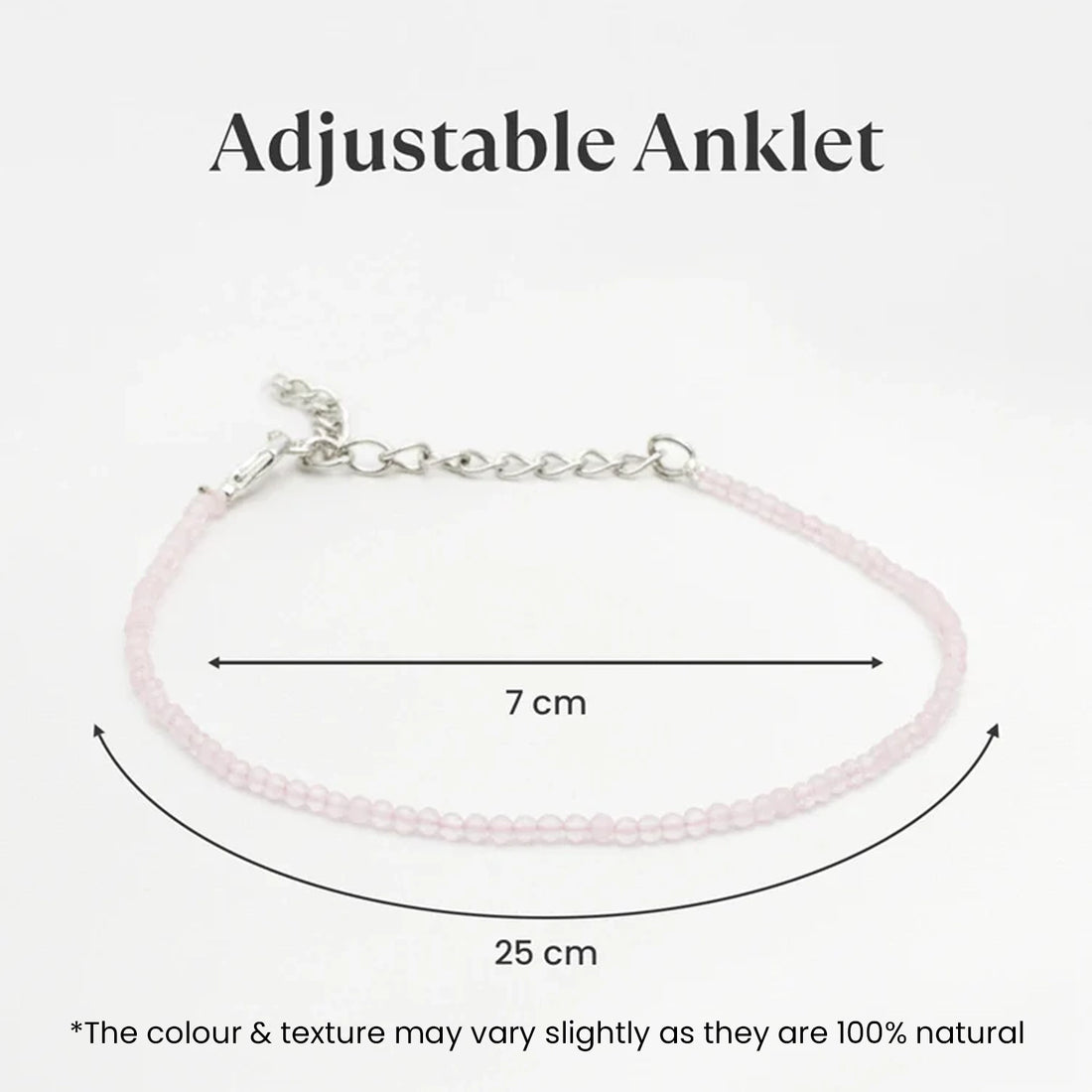 Natural Rose Quartz Anklet | Love, Self-Love & Peace Crystal Anklet for Women