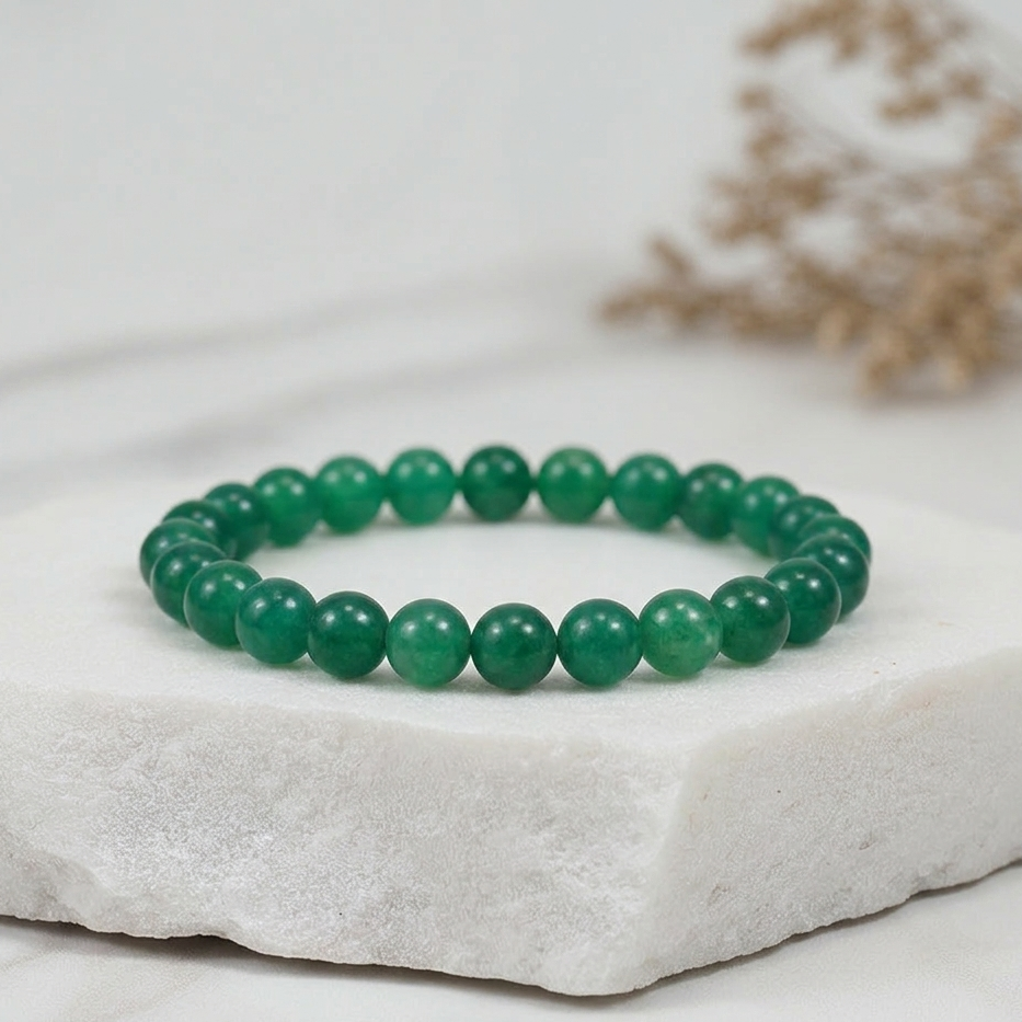 💚✨Natural Green Jade Beaded Bracelet | Stone of Prosperity + Luck ✨💚