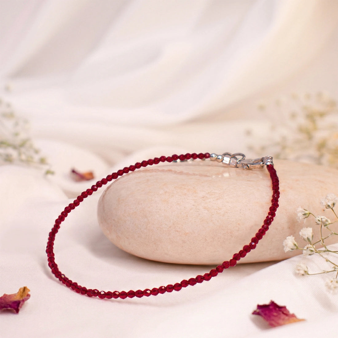 Natural Garnet Anklet | Passion, Energy & Love Crystal Anklet for Women