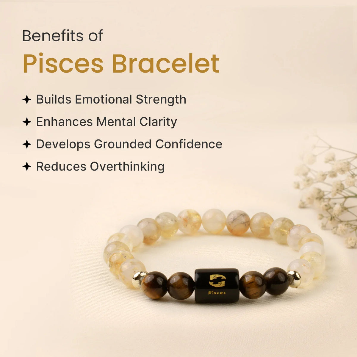 Pisces (मीन राशि) Zodiac Citrine & Tiger Eye Bracelet
|| 19 Feb – 20 Mar ||