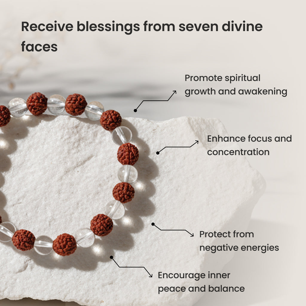 🕉️ Siddh Sphatik Rudraksha Bracelet 📿 - Protection + Peace