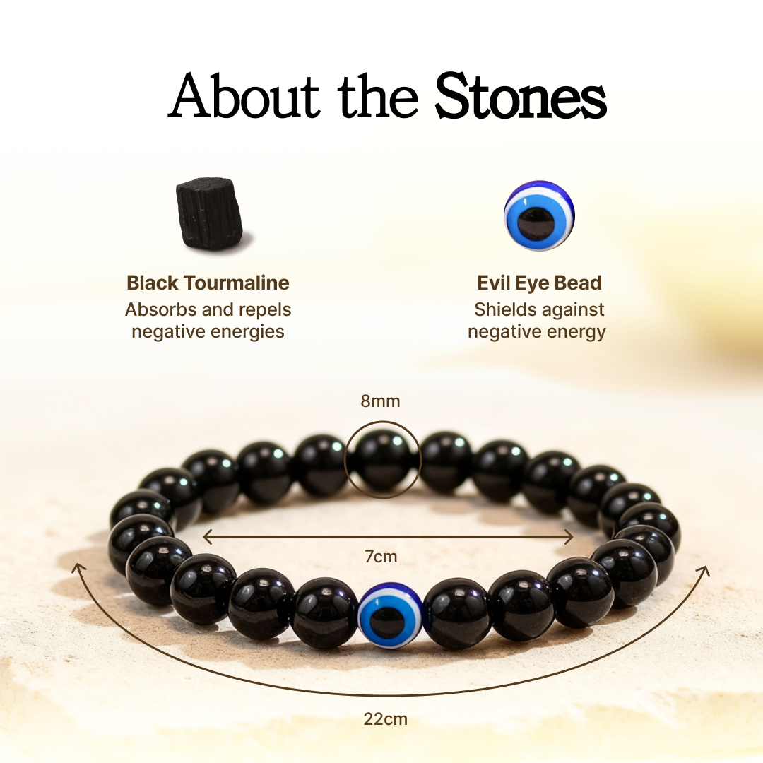 🧿 Black Obsidian Evil Eye Bracelet 🖤 - Protection + Grounding