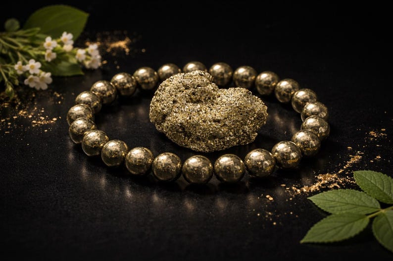 Original Pyrite Money Magnet Bracelet | Natural Crystal Stone Bracelet for Prosperity & Success | 8mm