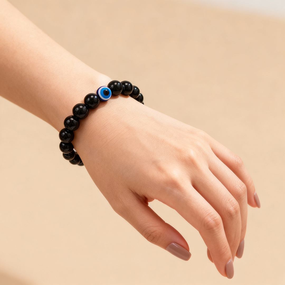 🧿 Black Obsidian Evil Eye Bracelet 🖤 - Protection + Grounding