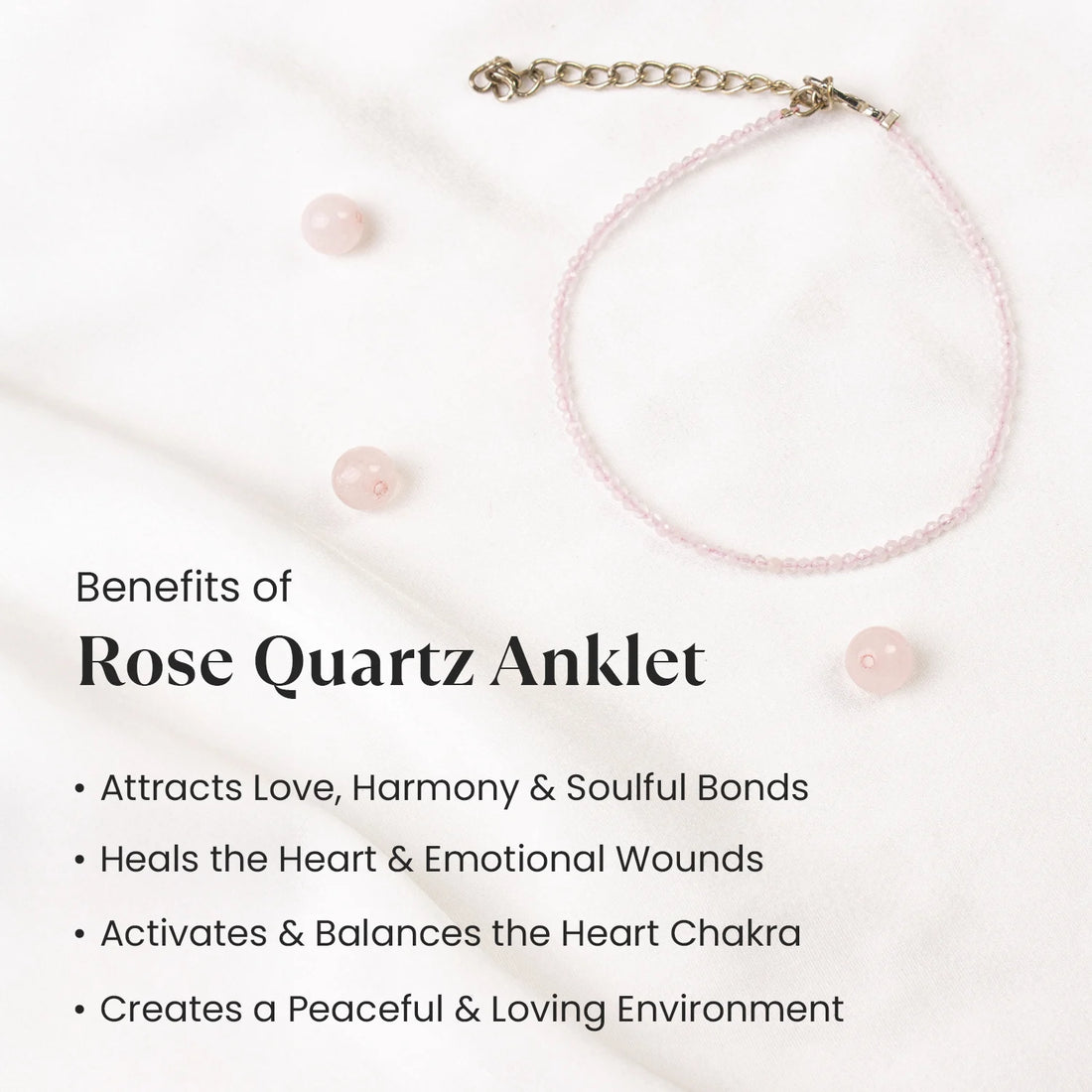 Natural Rose Quartz Anklet | Love, Self-Love & Peace Crystal Anklet for Women