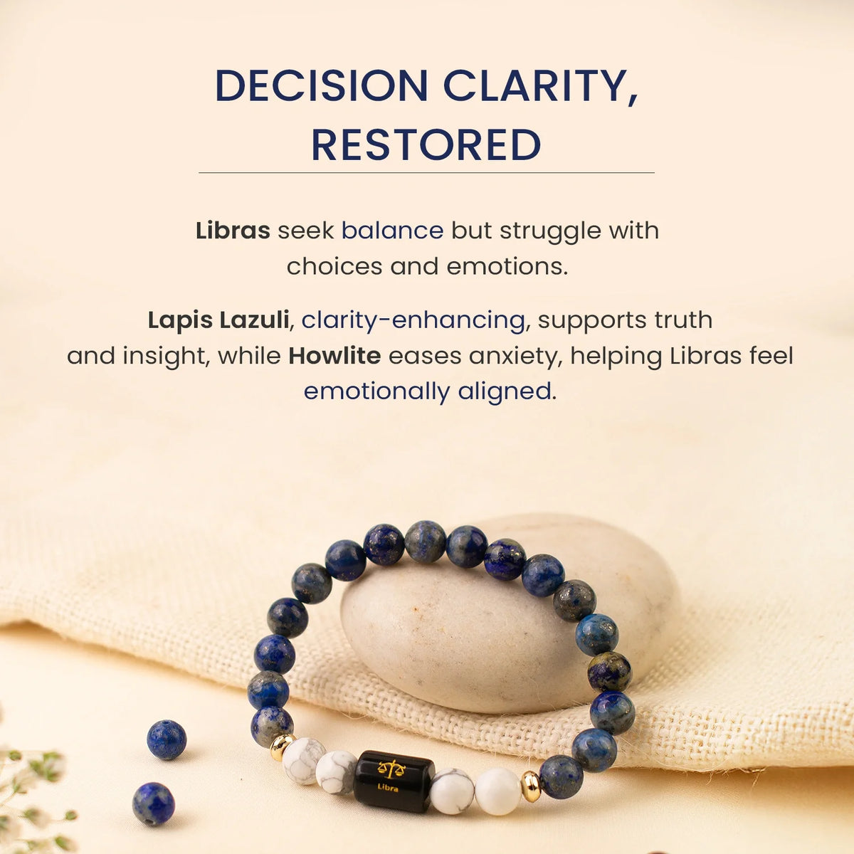 Libra (तुला राशि) Zodiac Lapis Lazuli & Howlite Bracelet
|| 23 Sep – 22 Oct ||
