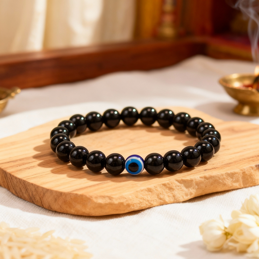 🧿 Black Obsidian Evil Eye Bracelet 🖤 - Protection + Grounding