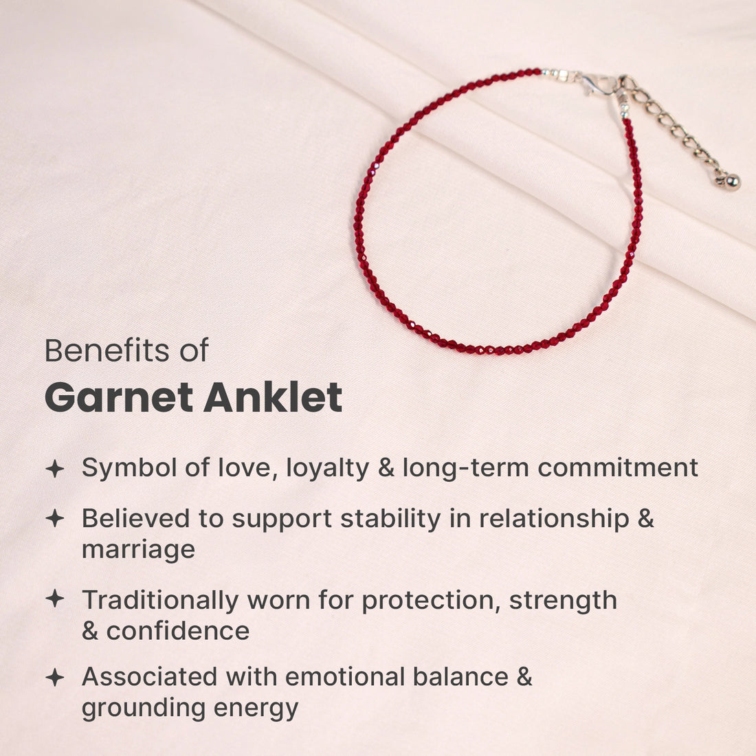 Natural Garnet Anklet | Passion, Energy & Love Crystal Anklet for Women