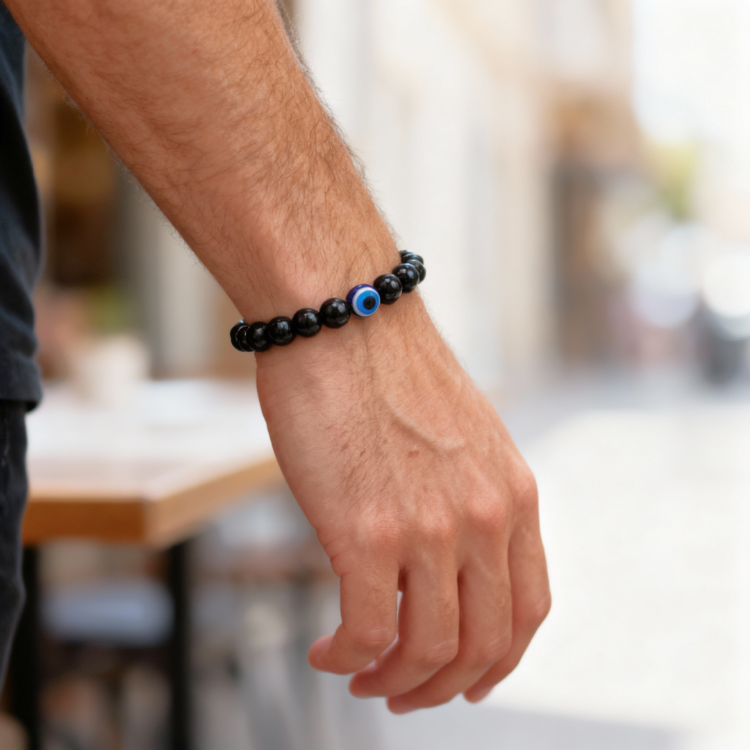 🧿 Black Obsidian Evil Eye Bracelet 🖤 - Protection + Grounding