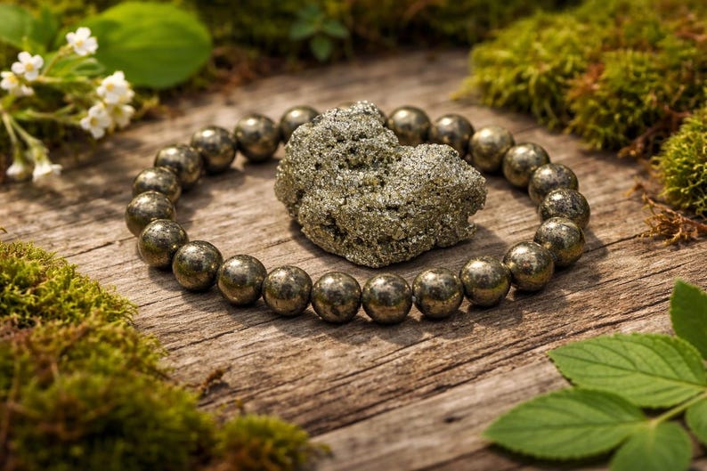 Original Pyrite Money Magnet Bracelet | Natural Crystal Stone Bracelet for Prosperity & Success | 8mm
