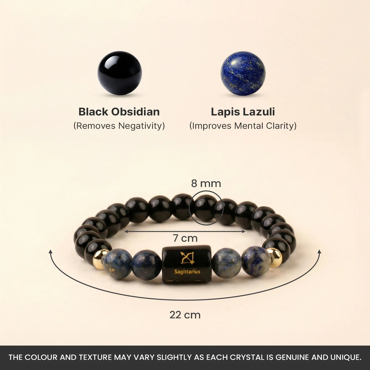 Sagittarius (धनु राशि) Zodiac Black Obsidian & Lapis Lazuli Bracelet
|| 22 Nov – 21 Dec ||