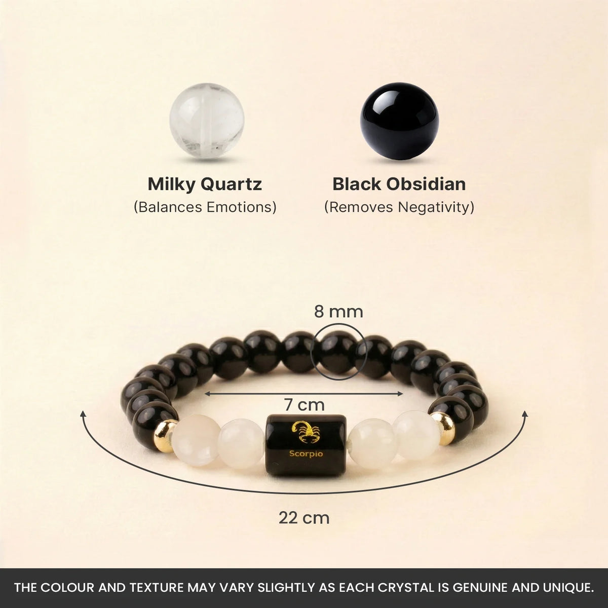 Scorpio (वृश्चिक राशि) Zodiac Black Obsidian & Milky Quartz Bracelet
|| 23 Oct – 21 Nov ||