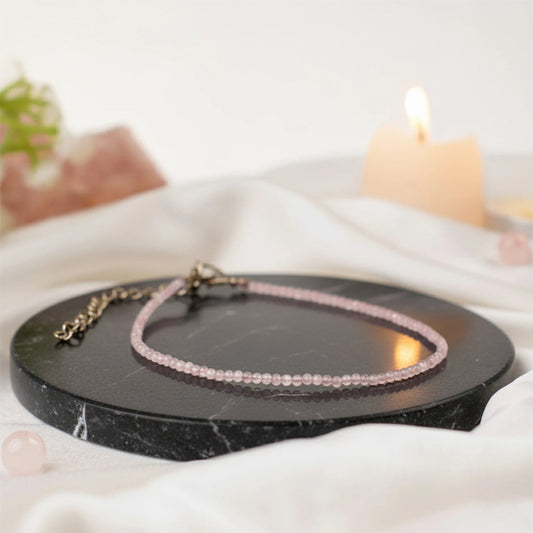 Natural Rose Quartz Anklet | Love, Self-Love & Peace Crystal Anklet for Women
