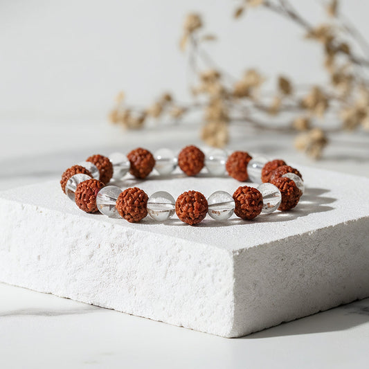 🕉️ Siddh Sphatik Rudraksha Bracelet 📿 - Protection + Peace