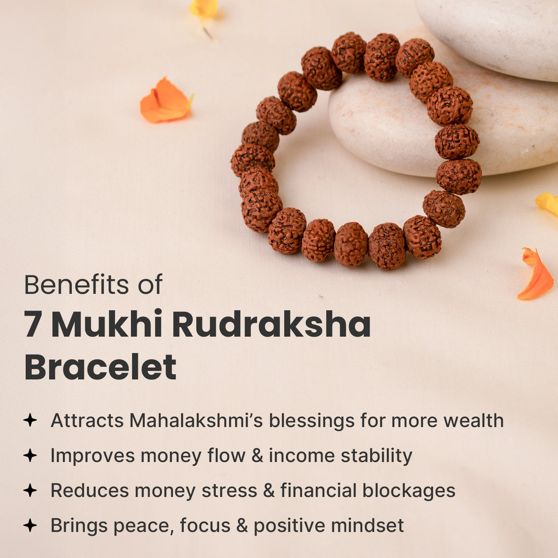 ✨Original 7 Mukhi Rudraksha Bracelet |💰 Wealth, Luck & Goddess Lakshmi Bracelet ✨