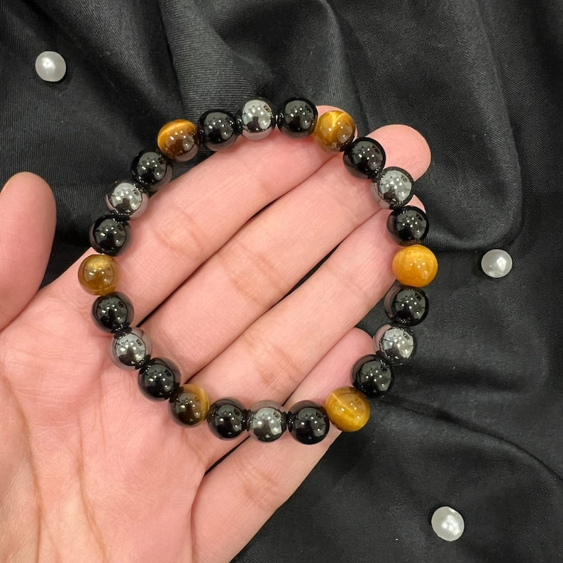 🧿 Triple Protection Bracelet 🖤✨ - Evil Eye + Black Tourmaline + Obsidian