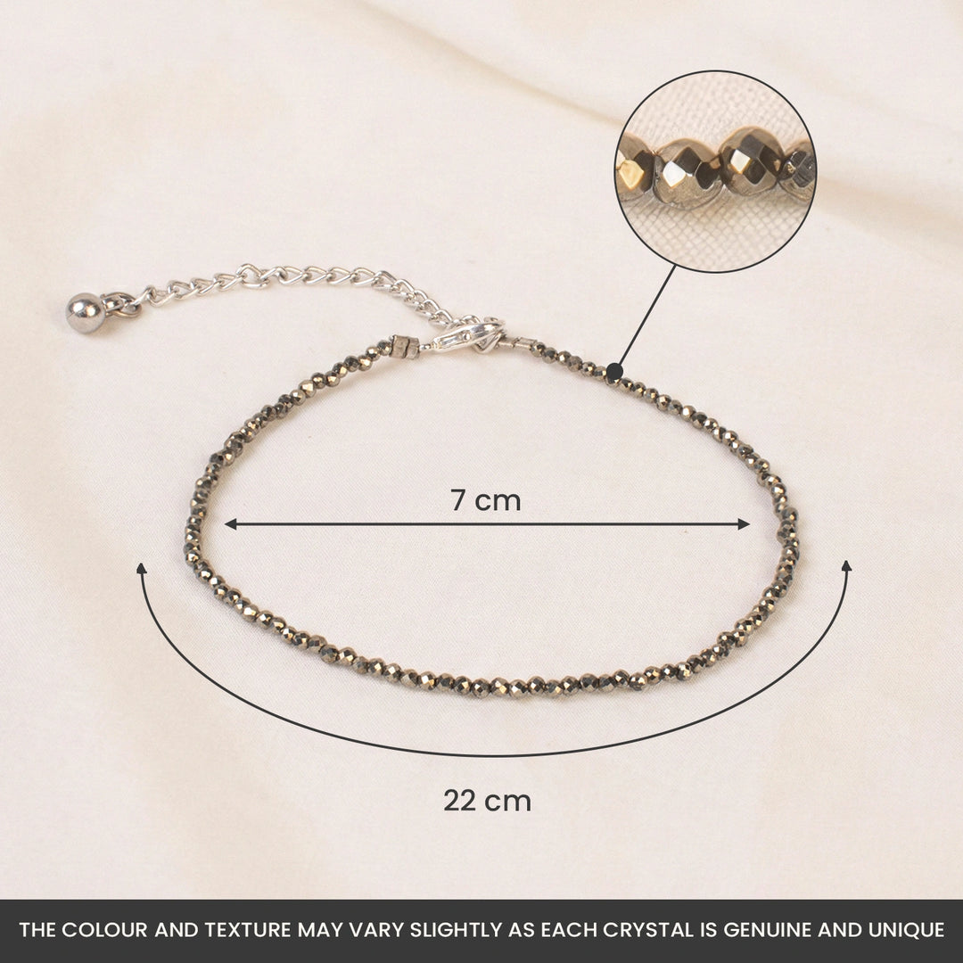 ✨ Raw Pyrite Anklet for Wealth & Protection | Natural Crystal Stone 💰