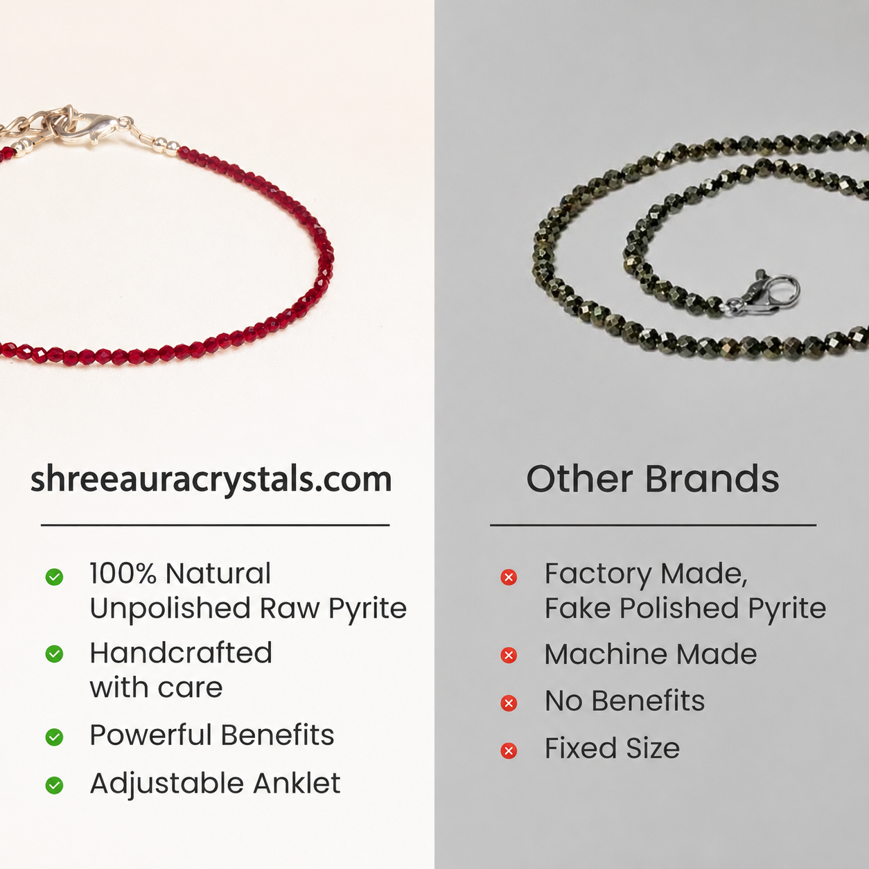 Natural Garnet Anklet | Passion, Energy & Love Crystal Anklet for Women