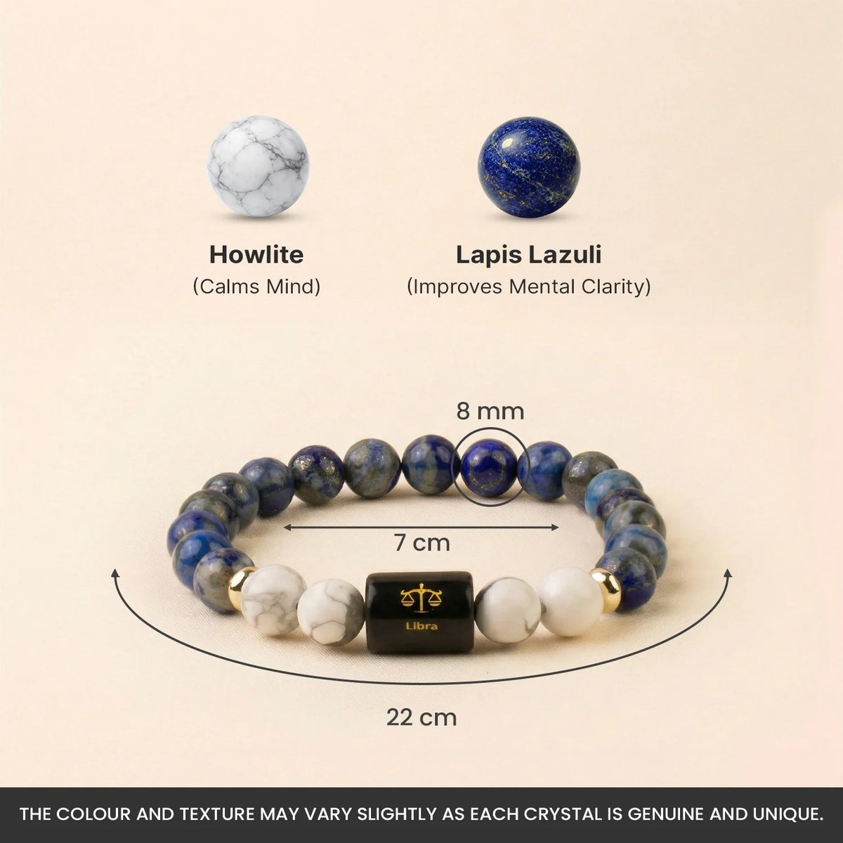 Libra (तुला राशि) Zodiac Lapis Lazuli & Howlite Bracelet
|| 23 Sep – 22 Oct ||
