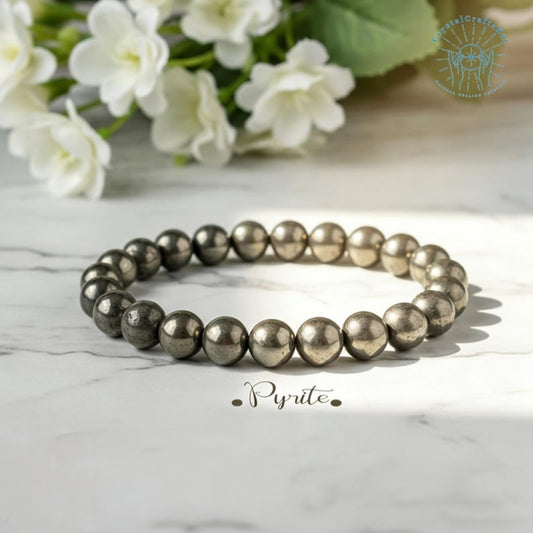 Original Pyrite Money Magnet Bracelet | Natural Crystal Stone Bracelet for Prosperity & Success | 8mm