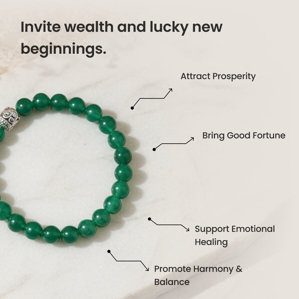💚✨Natural Green Jade Beaded Bracelet | Stone of Prosperity + Luck ✨💚