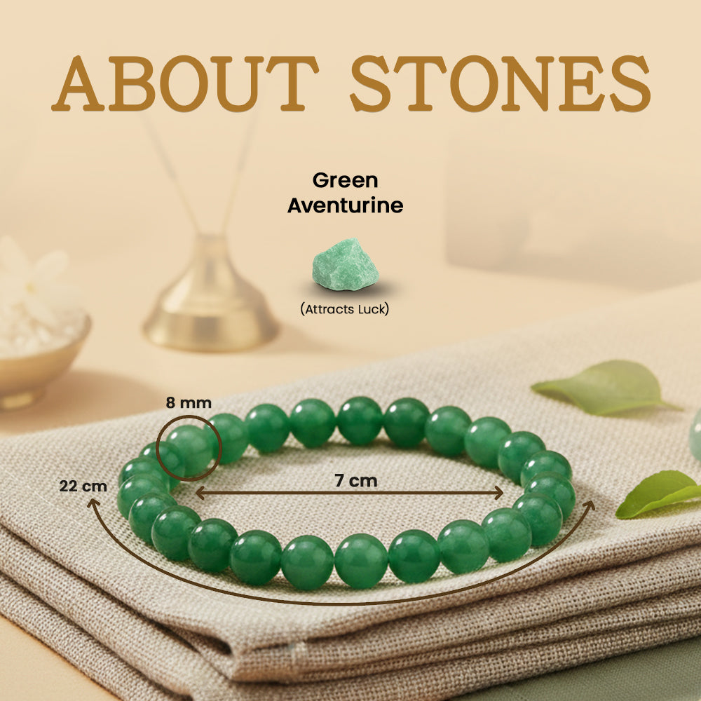 💚 Green Aventurine Crystal Bracelet 🍀 - Money & Luck Stone